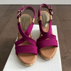 Banana Republic strap wedge shoes.Size 6 Very Good used condition.Fuchsia color